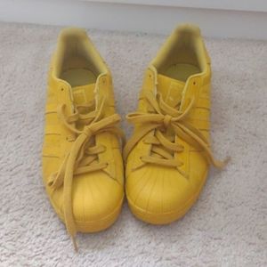 Yellow Suede Shell Toe Adidas